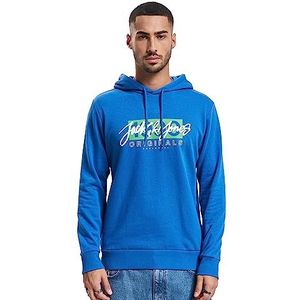 JACK & JONES Jorraces Sweat Hood FST capuchontrui voor heren, blauw (nautical blue), L