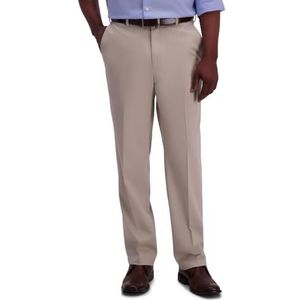 Haggar Heren Premium No-Iron Uitbreidbare Taille Effen Front Pant, Buff, 34W x 36L, Zand, 32W / 32L