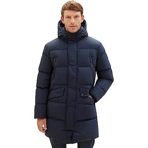 TOM TAILOR Heren-gerecyclede donsbuffer-parka met afneembare capuchon, 10668-Sky Captain Blue, L