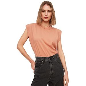 Trendyol Dames Dames Regular Fit Basic Ronde Hals Gebreid T-shirt, Zalm, XS