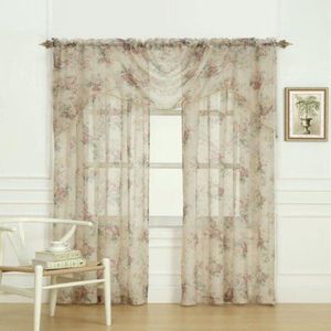 Laura Ashley Stowe Sheer Gordijn met Rod Pocket, Panel Maatregelen 72"" B x 27"" L, Veelkleurig, 1 Swag