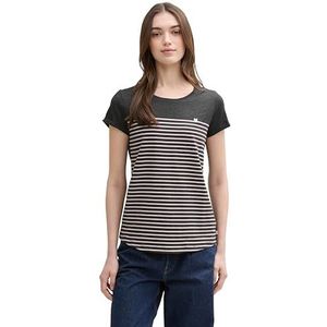 TOM TAILOR - 19022 - T-shirt - Donkergrijs Roze Gestreept - Lange Mouwen