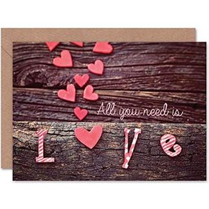 Wee Blue Coo Valentine All You Need Love houten kunst wenskaart, cadeau