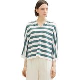 TOM TAILOR - Damespullover - Streepmotief - Katoenmix met Lyocell - V-hals - 3/4-mouw