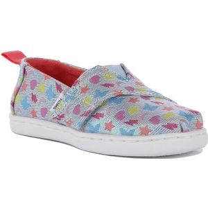 TOMS Kleine Alpargata instappers voor meisjes, Blauw Multi kleuren, 4 UK Child