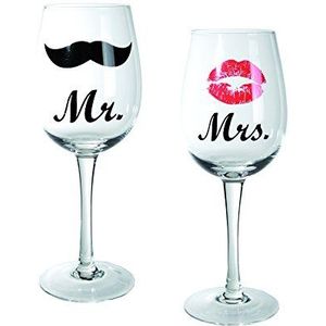 Mr & Mrs Wijnglazen - Wijnglas - 430 ML - 2 Stuks