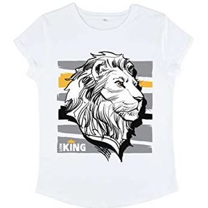 Disney Women's The Lion Live Action-King Organic Roll Sleeve T-Shirt, Wit, S, wit, S