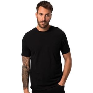 JP 1880, Heren, grote maten, T-shirt, RH, slub, borstzak, 1/2, zwart, 4XL