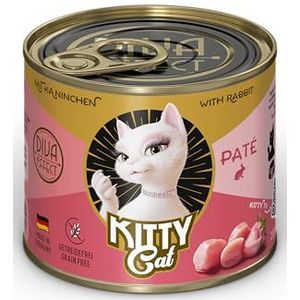 KITTY Cat Paté Konijn, 6 x 200 g, natvoer voor katten, graanvrij kattenvoer met taurine, zalmolie en groenlipmossel, compleet voer met een hoog vleesgehalte, Made in Germany