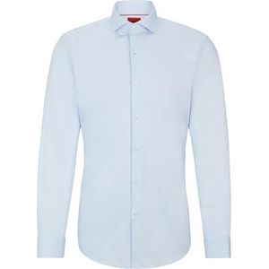 HUGO Kason Slim-Fit overhemd voor heren, van gemakkelijk te strijken katoenen keperstof, Light/pastel Blue459, 46