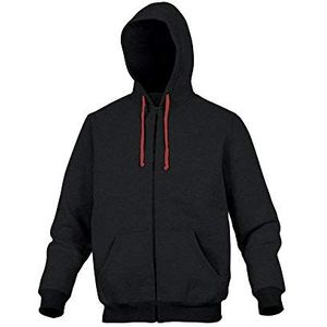 Delta Plus sweatshirt-jack van molton polyester/katoen, Large, zwart-rood, 10