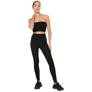 TRENDYOL Naadloze kanten sportstoot/yogabroek voor dames, zwart, XS