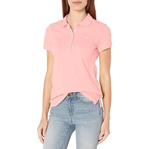Nautica Women's 5-Button Short Sleeve Breathable 100% Cotton Polo Shirt, Aloha Pink, X-Large