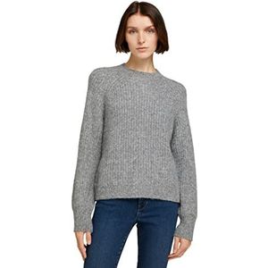 TOM TAILOR Denim Dames Opstaande kraag trui met ballonmouwen 1022144, 10367 - Light Silver Grey Melange, XXL