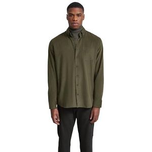 Olijf - Overhemd - Fijne Cord - Button-Downkraag - Lange Mouwen