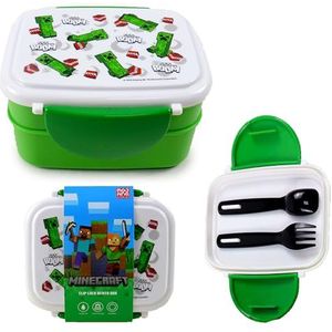 Puckator Minecraft Bento-lunchbox met bestek en clipsluiting - Creeper en TNT