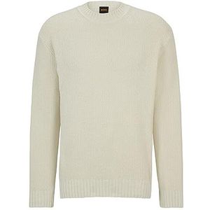 BOSS Korduroy pullover voor heren, van geribbeld katoen met ronde hals, Open White131, M