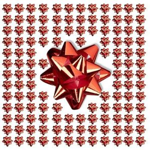 Relaxdays cadeaustrik set van 200, zelfklevend, verjaardagen & kerst, BxD: 5x5 cm, cadeauversiering, rood