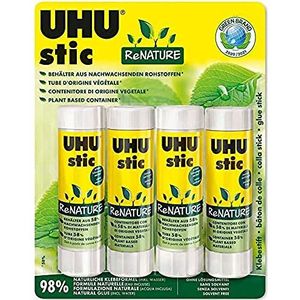 UHU Stic Renature Lijmstiften zonder oplosmiddel, wit, 4 stuks à 40 g