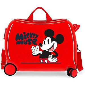 Disney Mickey Mouse Fashion kinderkoffer, rood, 50 x 39 x 20 cm, stijve ABS-combinatiesluiting, 34 l, 1,8 kg, 4 wielen, handbagage, Azul Y Amarillo, kinderkoffer