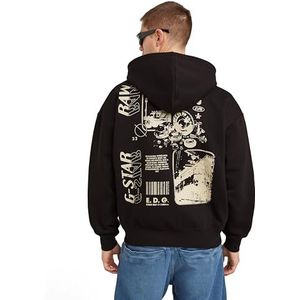 G-Star RAW Poster Back gr Zip Thru Loose Hooded Sweater, Zwart (Dk Black D25105-d733-6484), XL