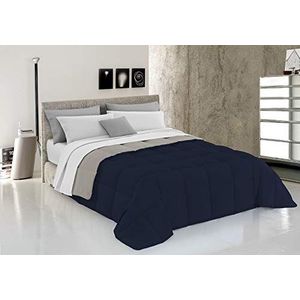 Italian Bed Linen Elegante winterdekbed, microvezel, donkerblauw/lichtgrijs, 260 x 260 cm