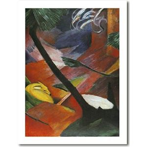 Decoratief schilderij: hart in het bos - Franz Marc 48 x 63 cm. Direct printen