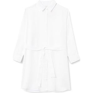 REL LINEN BELTED SHIRT DRESS, wit, 34