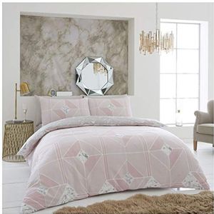 Premium marmeren dekbedovertrekset, super zacht geometrisch beddengoed kingsize formaat, 3-delige dekbedhoezen, blush roze