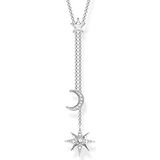 Thomas Sabo Damesketting ster & maan 925 sterling zilver KE1900-051-14-L45V, 40,00-45,00 cm, Sterling zilver, Zirkonia