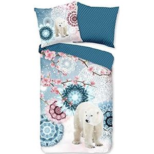 Dekbedovertrek voor eenpersoonsbed, 155 x 220 cm, flanel, nr:30093, blauw