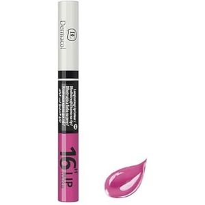 Dermacol - 16-uurs lippenverf, sterk gepigmenteerde, glanzende lippenstift, tweefase lipglans, lipmake-up producten met matte en glinsterende afwerking, nr. 8 framboos-roze lippenstift, 7,1 ml