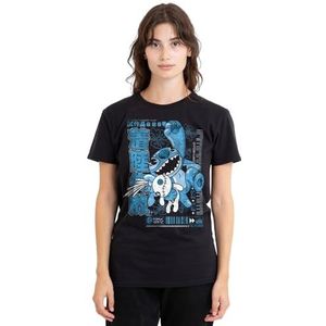 Disney Lilo en Stitch Manga Jump dames T-shirt, zwart, klein, Zwart, S