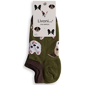 Livoni Dog Breeds sokken, laag, maat 43-46, meerkleurig, maat L, Meerkleurig, L