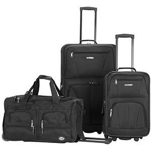 Rockland Vara Softside 3-delige bagageset, zwart, 3-Piece Set (20/22/28), Vara Softside Bagageset 3-delig
