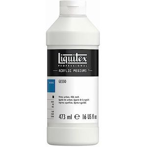 Liquitex 5316 Professional Gesso, primer voor acrylverf, lichte en verouderingsbestendige primer, klaar voor gebruik - 473ml fles, Wit