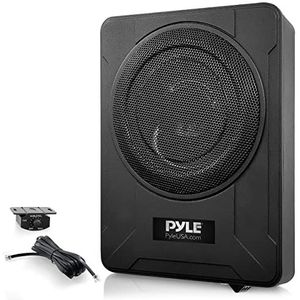Pyle 8-Inch Low-Profile Amplified Subwoofer System - 600 Watt Compact Enclosed Active Underseat Car Audio Subwoofer with Built in Amp, Powered Car Subwoofer w/Low & High Level Inputs PLBX8A,Black