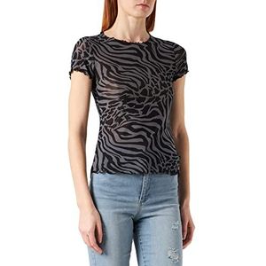 Urban Classics Dames T-shirt Ladies Mesh Tee transparant vrouwen bovendeel met golvende zoom, verkrijgbaar in vele kleuren, maten XS - 5XL, asfalt/zwart., 5XL