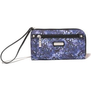 Baggallini damesportemonnee met ritssluiting rondom, indigo bloemblaadje, Indigo bloemblaadje