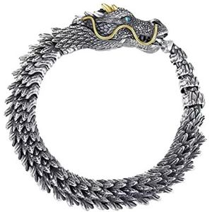 Silver Handmade Dragon Chain Bracelet, Men/Women Unique Vintage Handmade Dragon Bracelet, Handmade Bracelets, Mens Dragon Chain Bracelet, Day Retro Style Mens Bracelet (22cm)