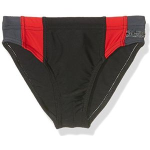 Hogedruk-zwembroek voor jongens, zwart (zwart/grijs/rood), 8 Jaren