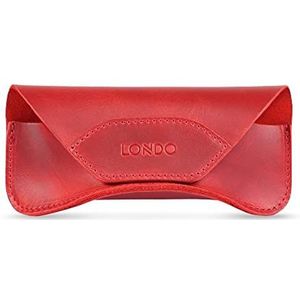 Londo Genuine Leather Case voor Zonnebrillen en Brillen met Magnetische Sluiting (Rood)