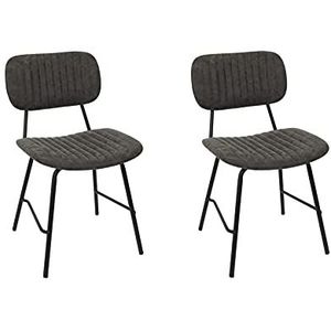 HOME DECO FACTORY HD7278 Taylor, set van 2 stoelen, zitvlak voor woonkamer, eetkamer met contrasterende voeten, kunststof, grijs/zwart, 45 x 78 x 52 cm