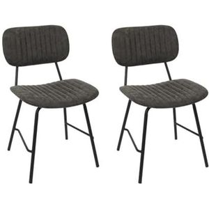 HOME DECO FACTORY HD7278 Taylor, set van 2 stoelen, zitvlak voor woonkamer, eetkamer met contrasterende voeten, kunststof, grijs/zwart, 45 x 78 x 52 cm