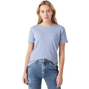 Wrangler Dames Sign Off Tee T-shirt, Stone Wash Blue, S