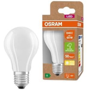 OSRAM LED spaarlamp, matglazen lamp, E27, warm wit (3000K), 4 watt, vervangt 60W gloeilamp, zeer efficiënt en energiebesparend, pak van 6