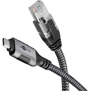Goobay 70697 USB-C naar RJ45 Ethernet CAT 6-kabel voor stabiele bekabelde internetverbinding met router/modem/netwerkswitch/vervangt USB naar RJ45-adapter / 1 Gbit/s / 1,5 meter