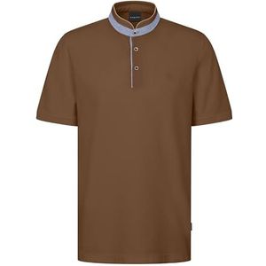 bugatti Poloshirt voor heren, opstaande kraag, basic korte mouwen, moderne pasvorm, 70-cognac, L