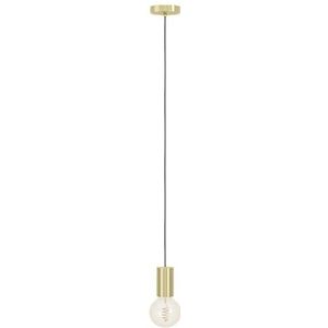 EGLO Koord hanglamp Pozueta 1, pendellamp boven eettafel, koordhanger met E27 fitting, eettafellamp van metaal in messing, lamp hangend voor woonkamer, Ø 6,5 cm