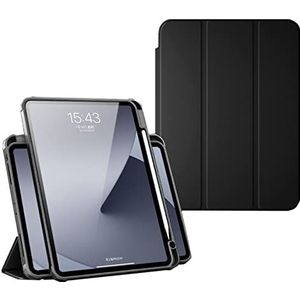 Hybride hoes voor iPad Pro 12,9 inch 4e generatie 2020, magnetische afneembare draaibare hoes met duidelijke harde achterkant, automatische slaap/wakker, ondersteuning potlood 2, zwart